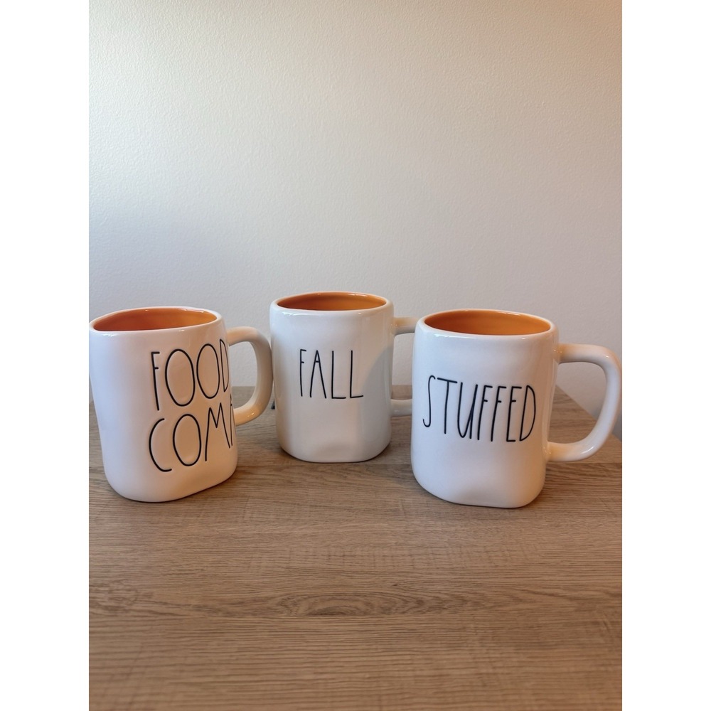 Lot Of 3 Rae Dunn White Ceramic 4.5" Mug Coffee‎ Artisan Collection